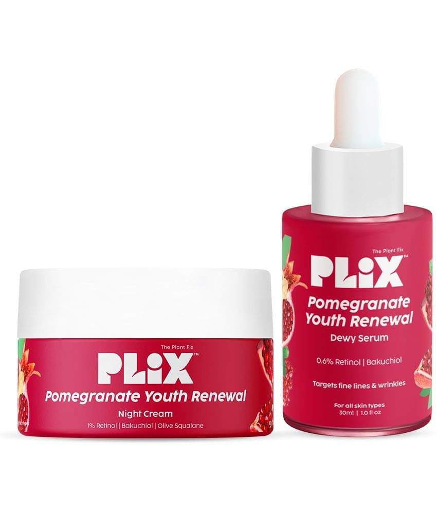 Plix 0.6% Retinol Face Serum & 1.20% Retinol Night Cream Combo Reduces Fine Line & WrinklesPack of 2 Plix 0.6% Retinol Face Serum & 1.20% Retinol Night Cream Combo Reduces Fine Line & WrinklesPack of 2