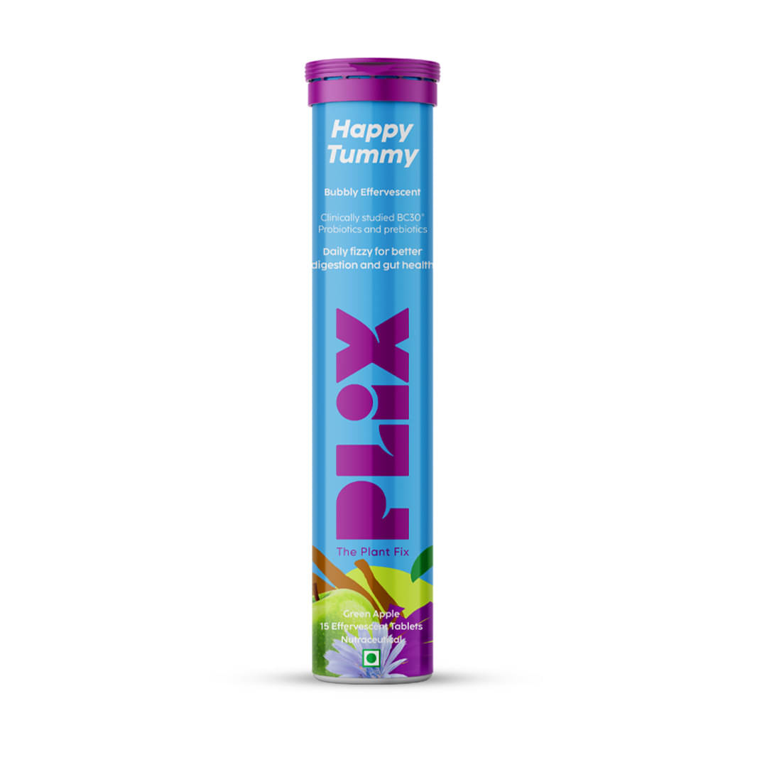     			The Plant Fix Plix Happy Tummy + PreProbiotics With Clinically Studied BC30(15 Tablets)