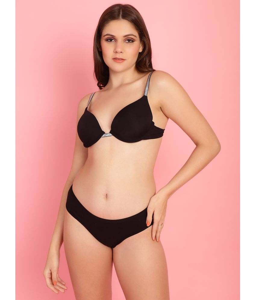     			PrettyCat Polyester Women's Bra & Panty Set ( Black )