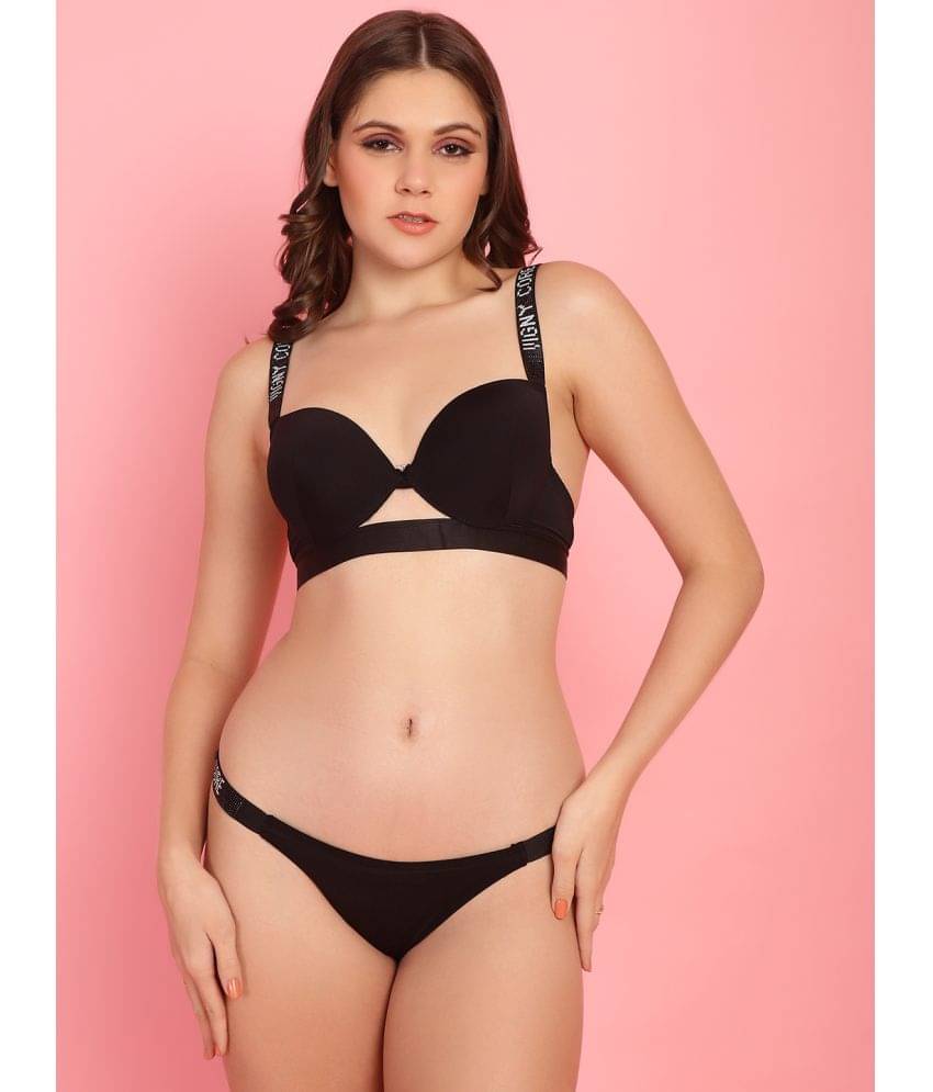     			PrettyCat Polyester Women's Bra & Panty Set ( Black )