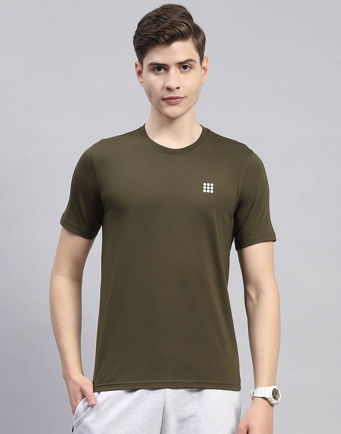     			Rock.it Pack of 1 Cotton Blend Regular Fit Men's T-Shirt ( Olive )