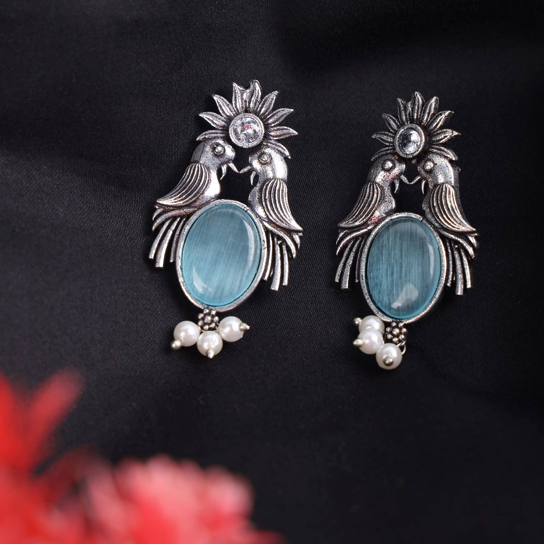     			Sunhari Jewels Blue Hoops Earrings ( Pack of 1 )