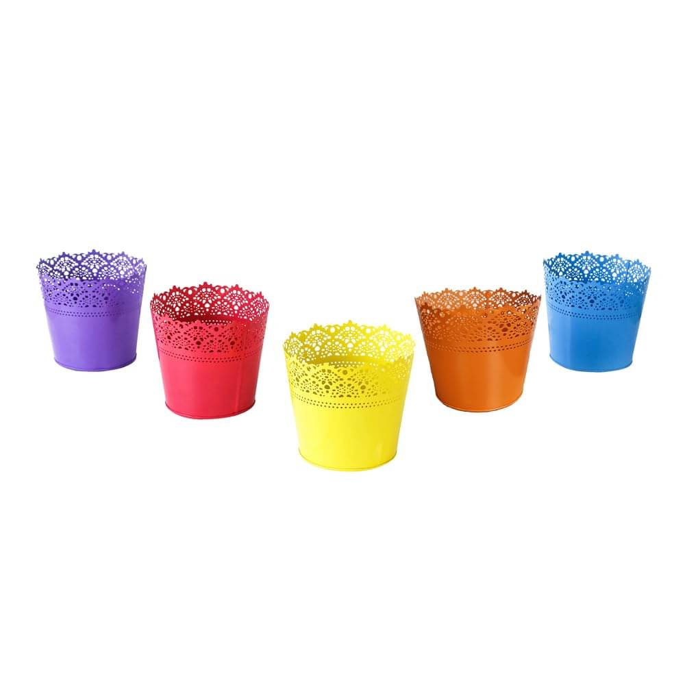     			TrustBasket Lace Planter-Set of 5 (Yellow, Blue, Pink, Ivory, Purple)
