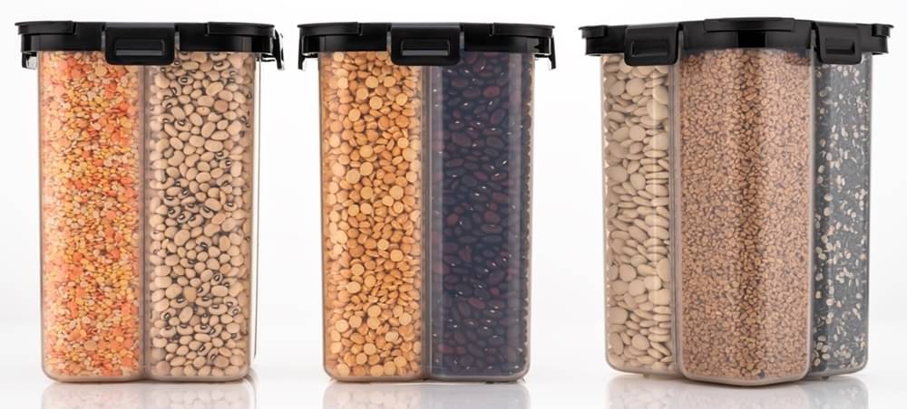 analog kichenware Dal/Pasta/Grocery PET Black Dal Container ( Set of 3 ) analog kichenware Dal/Pasta/Grocery PET Black Dal Container ( Set of 3 )