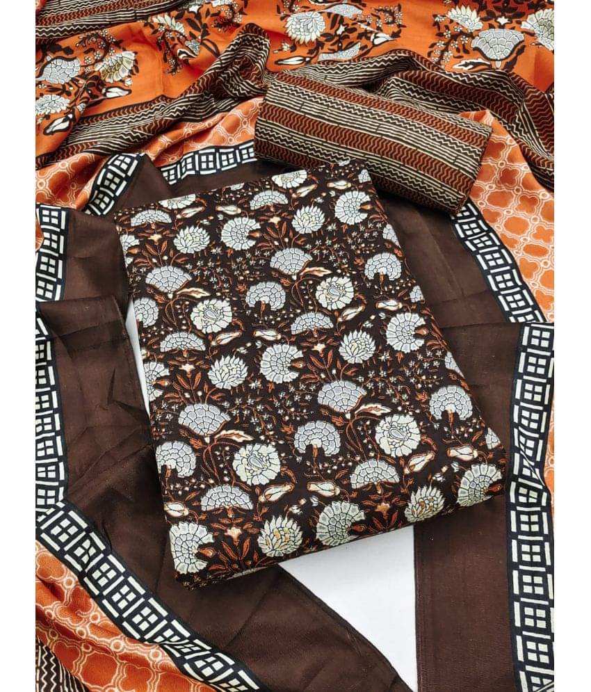 ALSHOP Unstitched Cotton Blend Printed Dress Material - Brown ( Pack of 1 ) ALSHOP Unstitched Cotton Blend Printed Dress Material - Brown ( Pack of 1 )