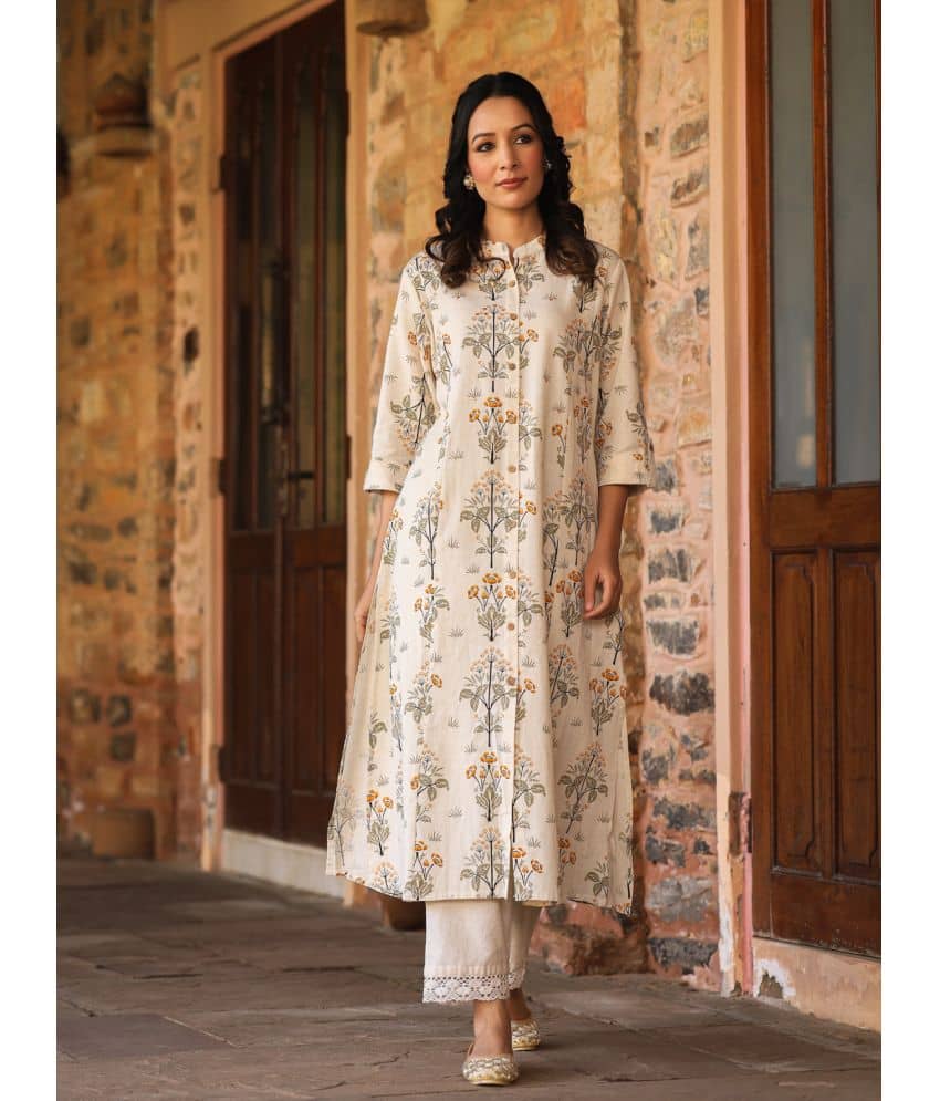 AMIRA'S INDIAN ETHNICWEAR Cotton Flex Printed Front Slit Women's Kurti - Beige ( Pack of 1 ) - Kurtis, Tunics | Buy online on ZillyBuy