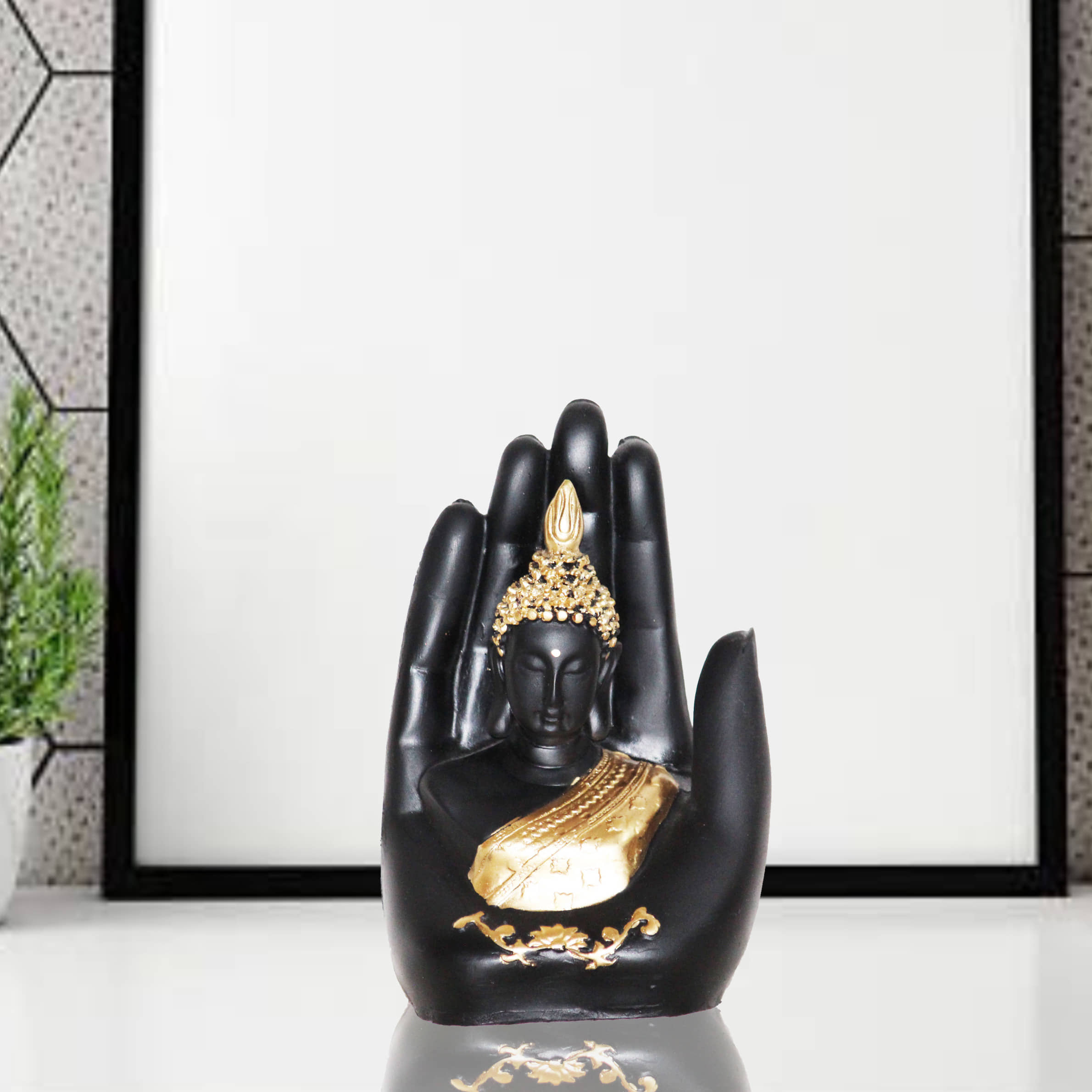 BECKON VENTURE Palm Buddha Showpiece 19 cm - Pack of 1