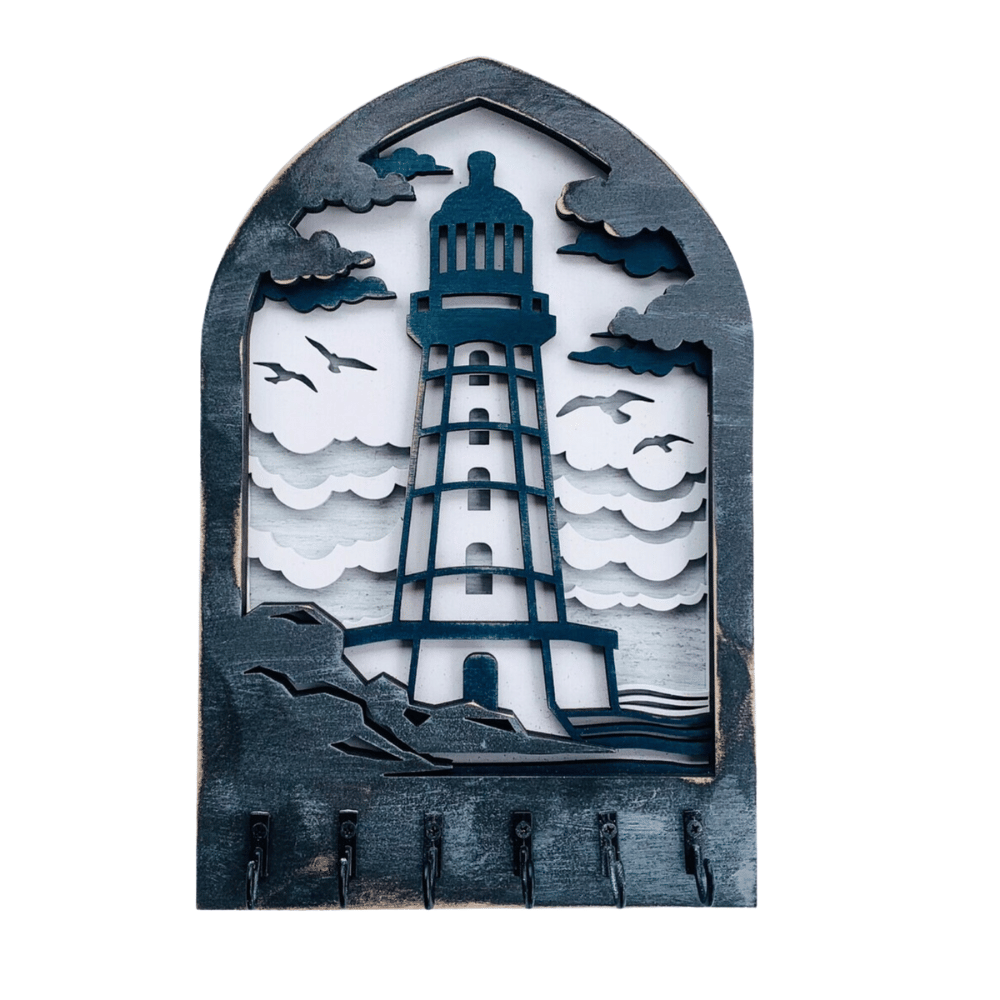     			Do it yourself key holder,High quality MDF 3d desin ,paint & Brush (Light House)