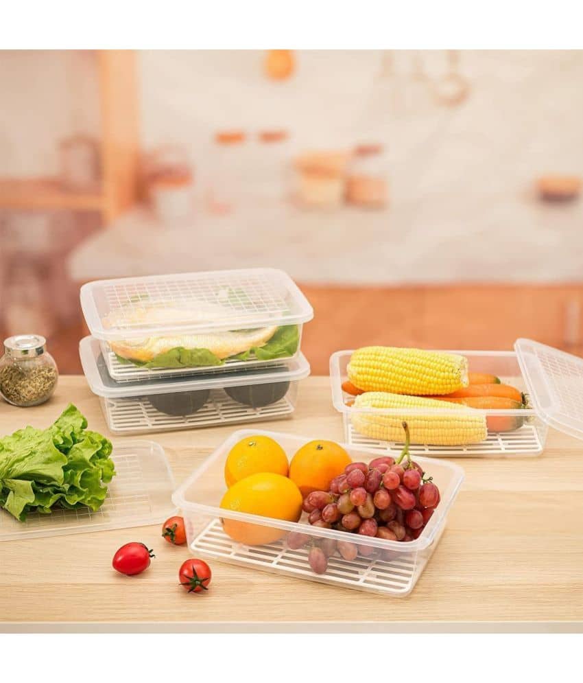 EagleWell Fridge Container Plastic Transparent Food Container ( Set of 6 )