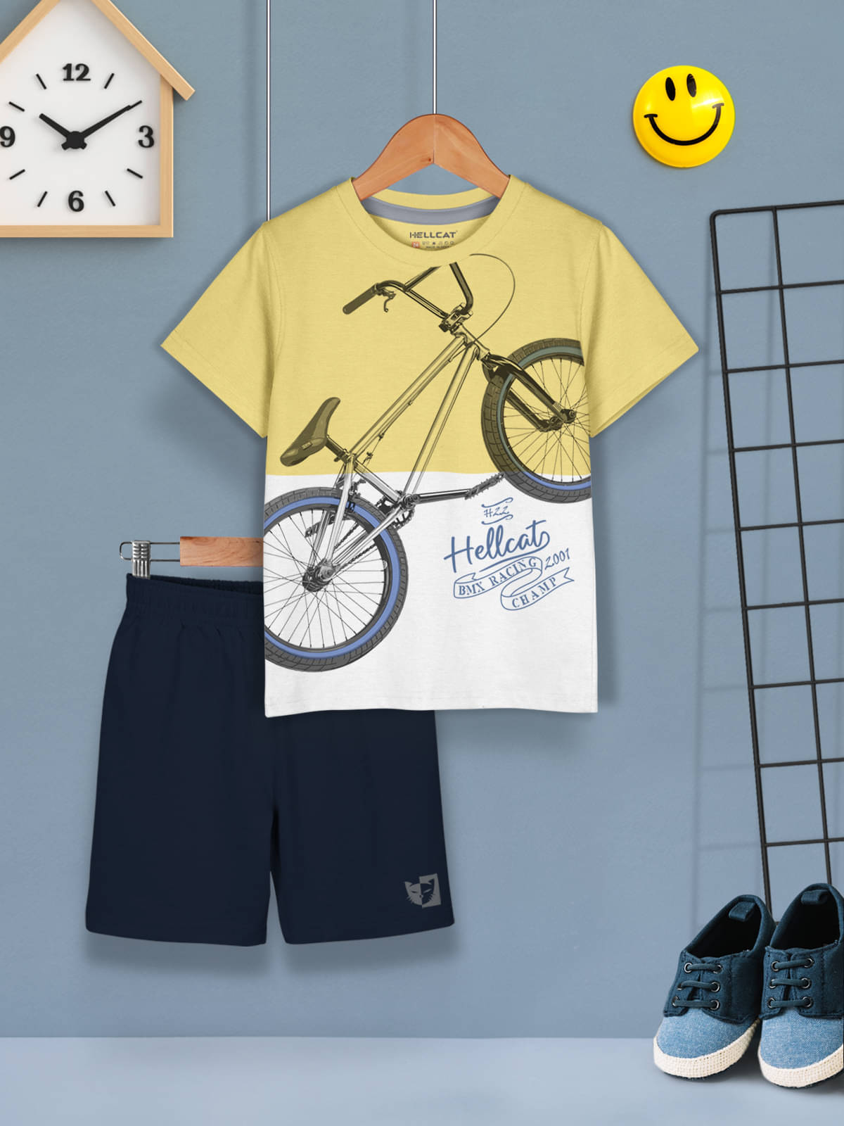     			HELLCAT Pack of 1 Boys Cotton Blend T-Shirt & Shorts Set ( Mustard )