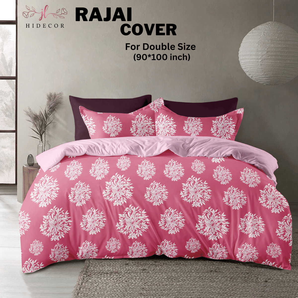     			HIDECOR King Cotton Pink Traditional Duvet Cover