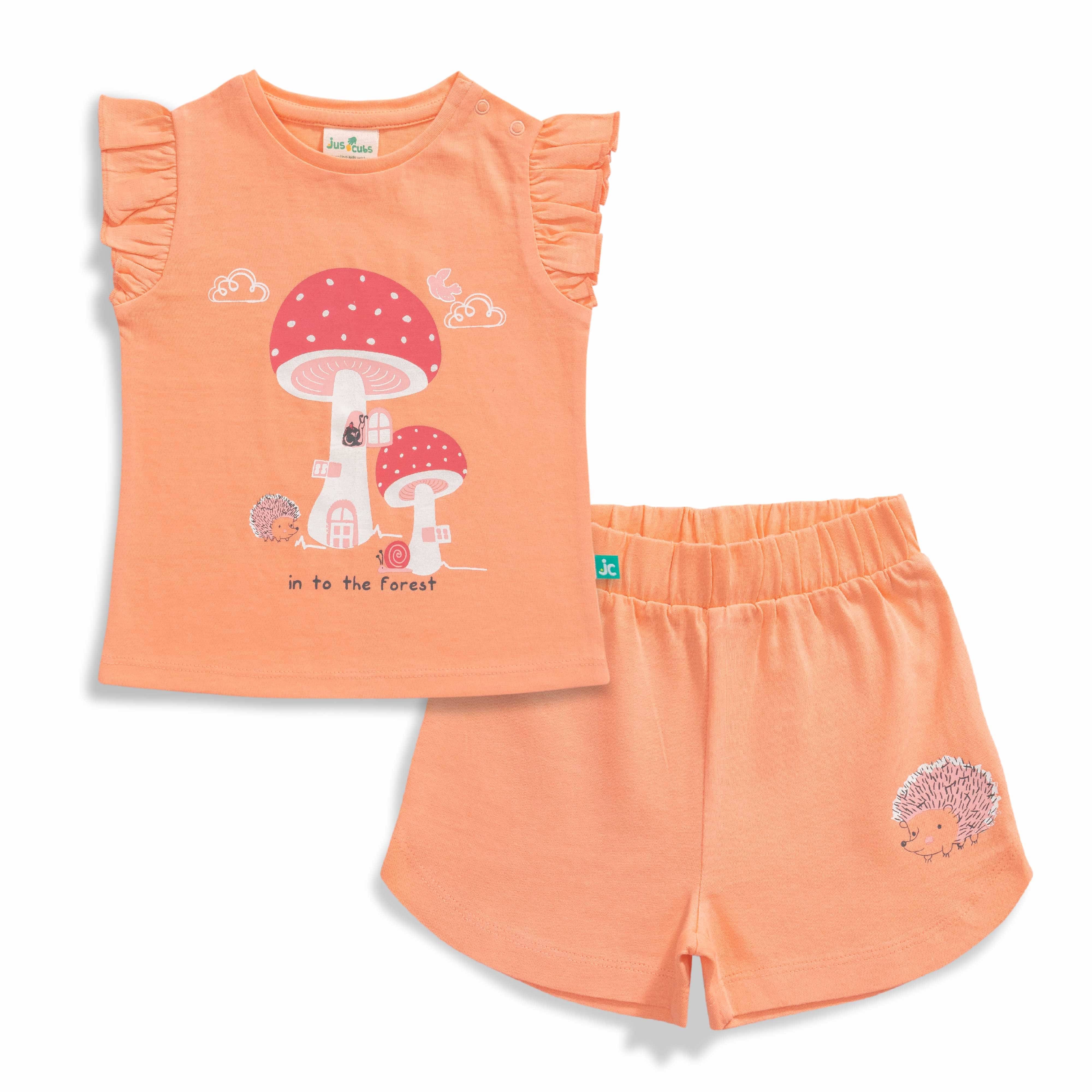     			Juscubs Pack of 1 Baby Girls Cotton T-Shirt & Trouser ( Orange )