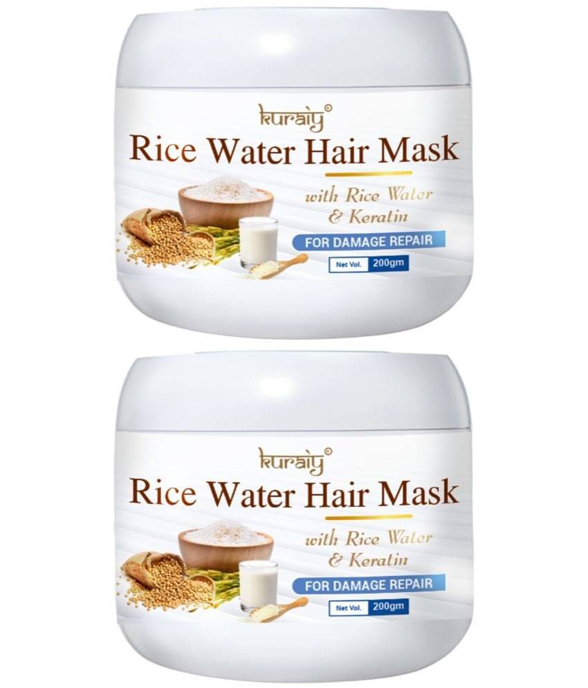 KURAIY Rice Water Hair Mask With Rice Water & Keratin For Damage Repair 200g Pack Of 2 KURAIY Rice Water Hair Mask With Rice Water & Keratin For Damage Repair 200g Pack Of 2