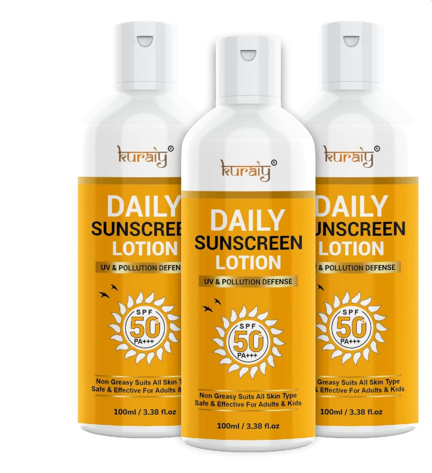 KURAIY SPF 50 PA+++ Sunscreen UV Lotion sunblock 75ML PACK OF 3