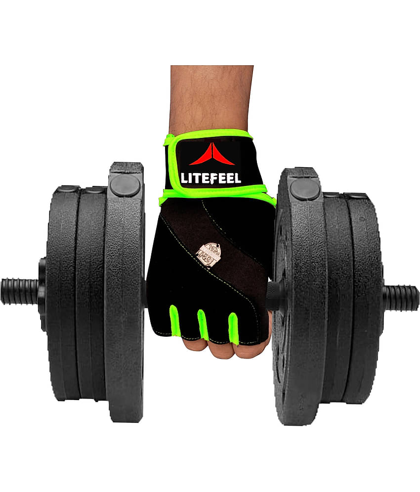 LITEFEEL Sports and Gym Metal Unisex Polyester Gym Gloves For Advanced Fitness Training and Workout With Half-Finger Length