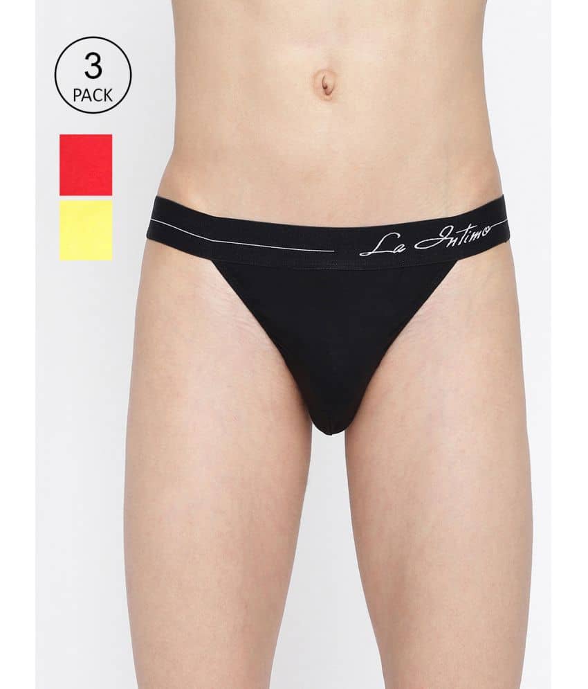 La Intimo Pack of 3 Cotton Thongs For Men's ( Multicolor )