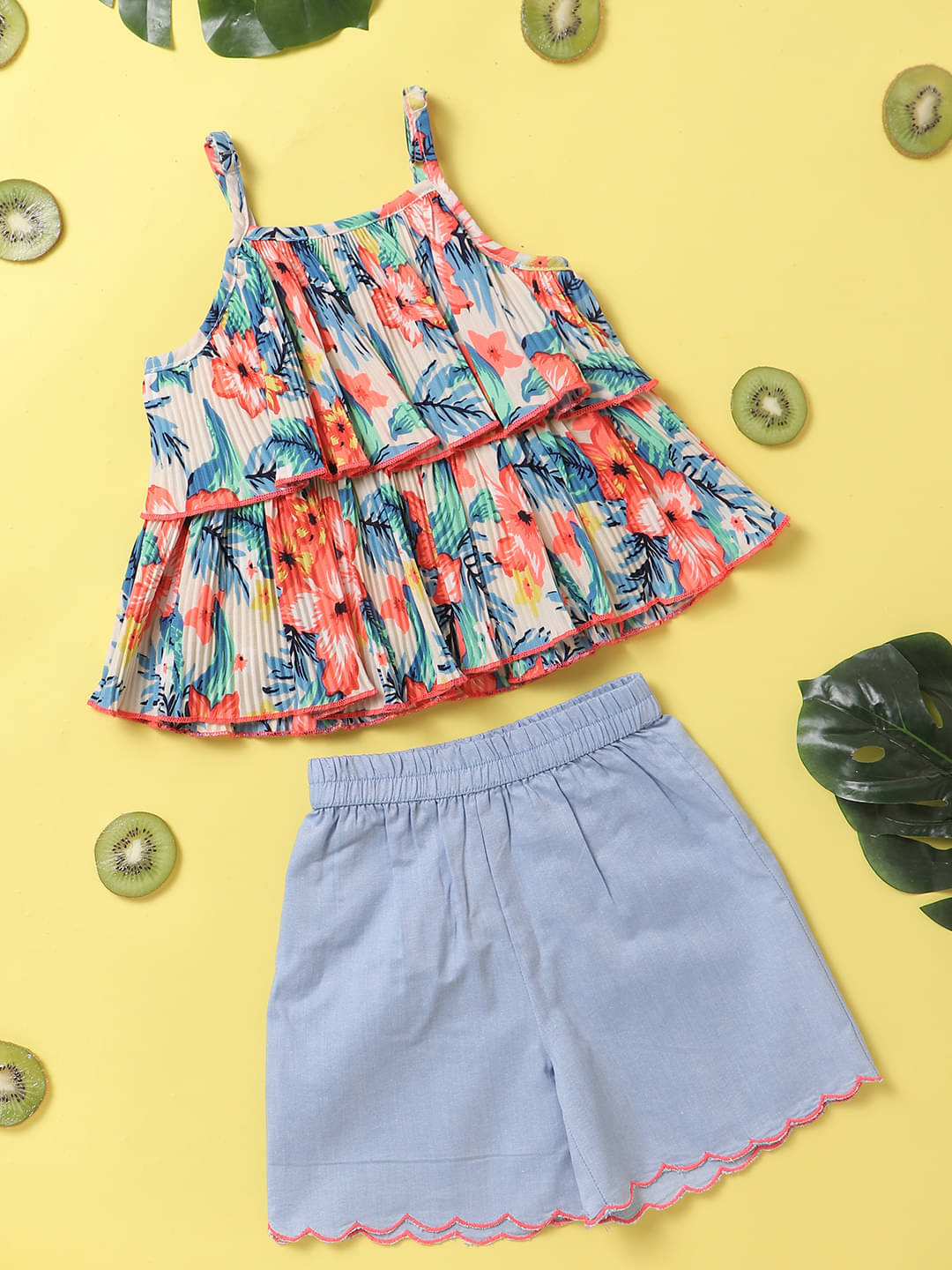 Nauti Nati Pack of 1 Baby Girls Polyester Top & Shorts ( Multicolor ) Nauti Nati Pack of 1 Baby Girls Polyester Top & Shorts ( Multicolor )
