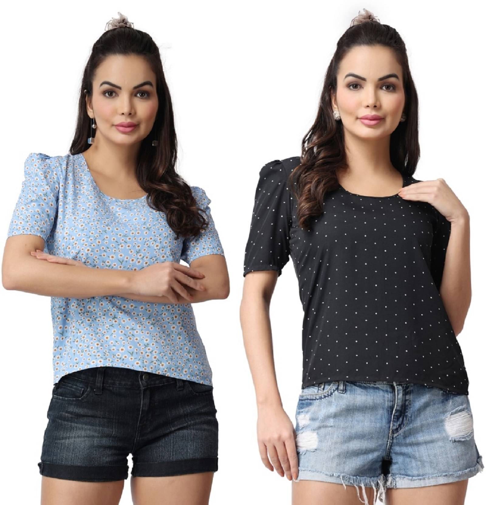 POPWINGS Women's Polyester Regular Top ( Black ) POPWINGS Women's Polyester Regular Top ( Black )