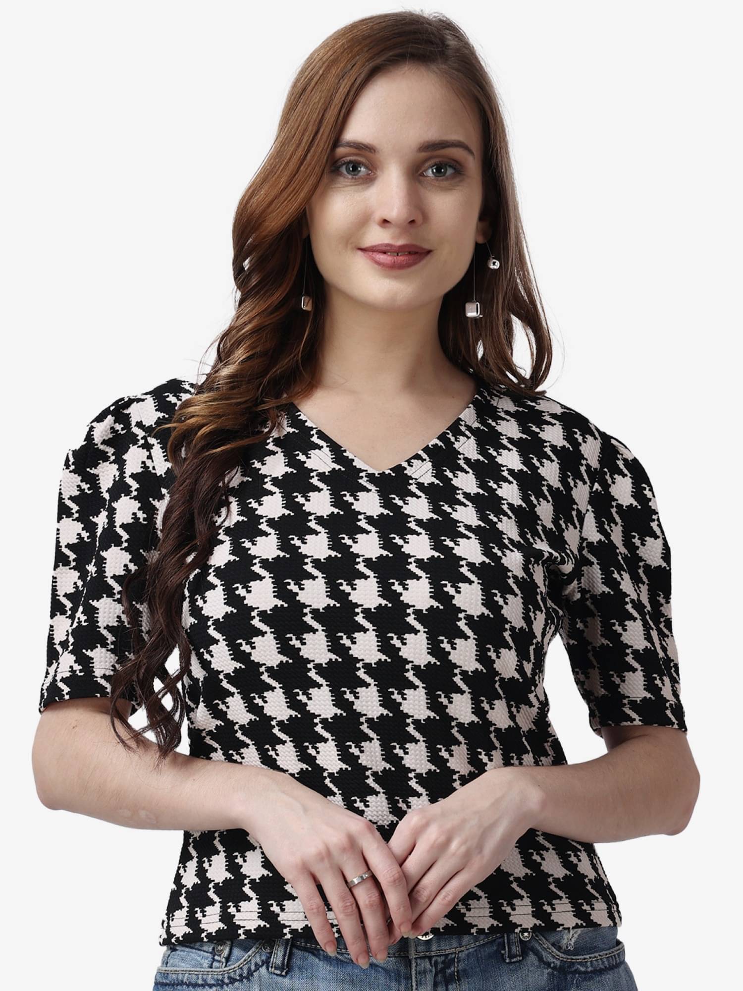 POPWINGS Women's Polyester Regular Top ( Black ) POPWINGS Women's Polyester Regular Top ( Black )