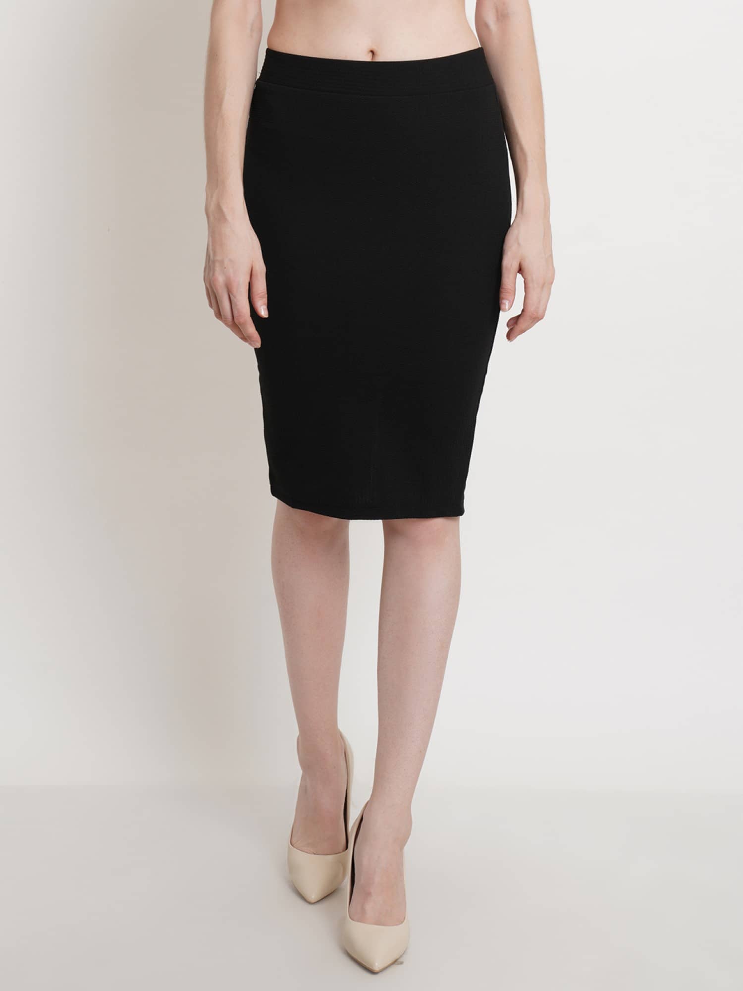 POPWINGS Black Polyester Women's Straight Skirt ( Pack of 1 )