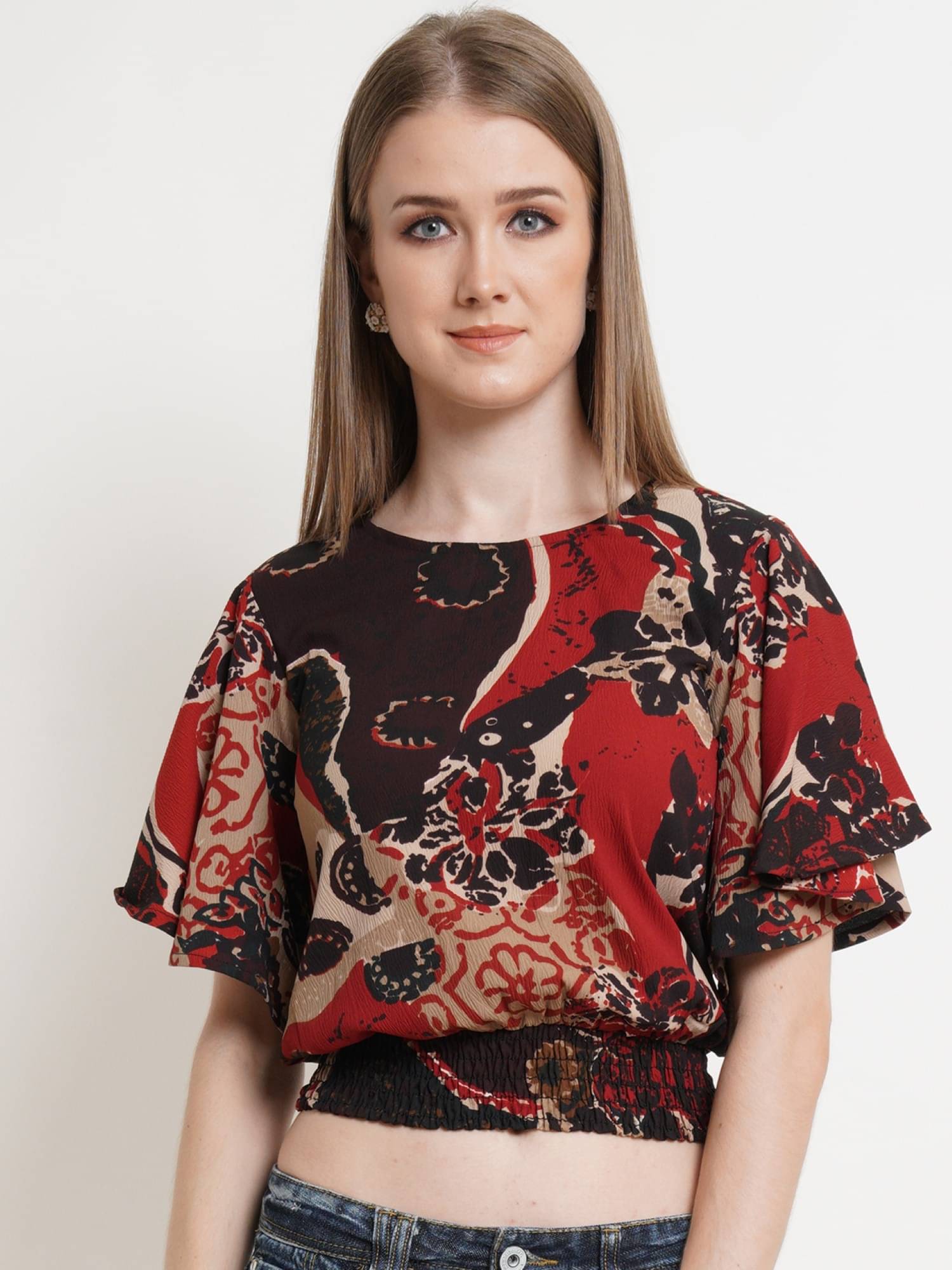    			POPWINGS Women's Polyester Regular Top ( Brown )