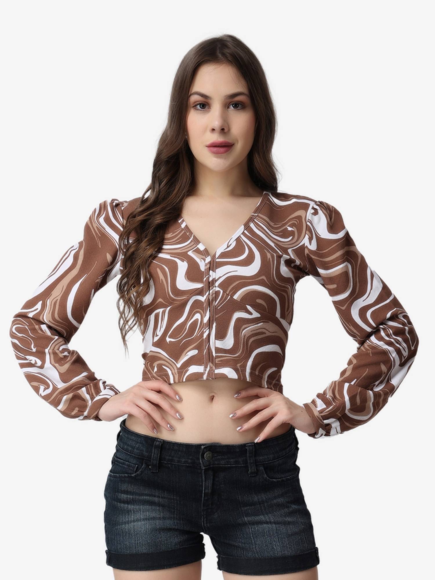     			POPWINGS Women's Polyester Regular Top ( Brown )