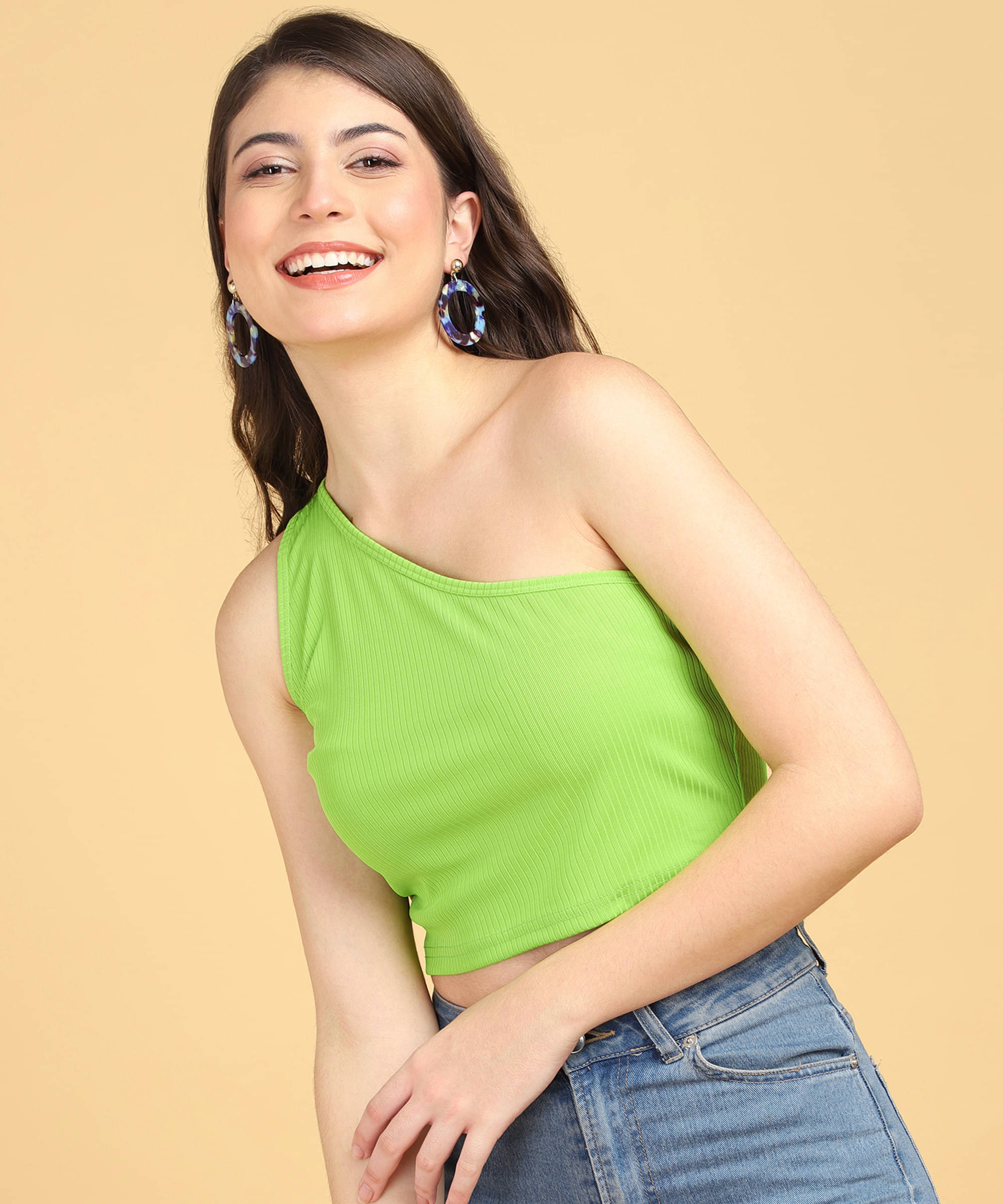     			POPWINGS Women's Polyester Crop Top ( Green )