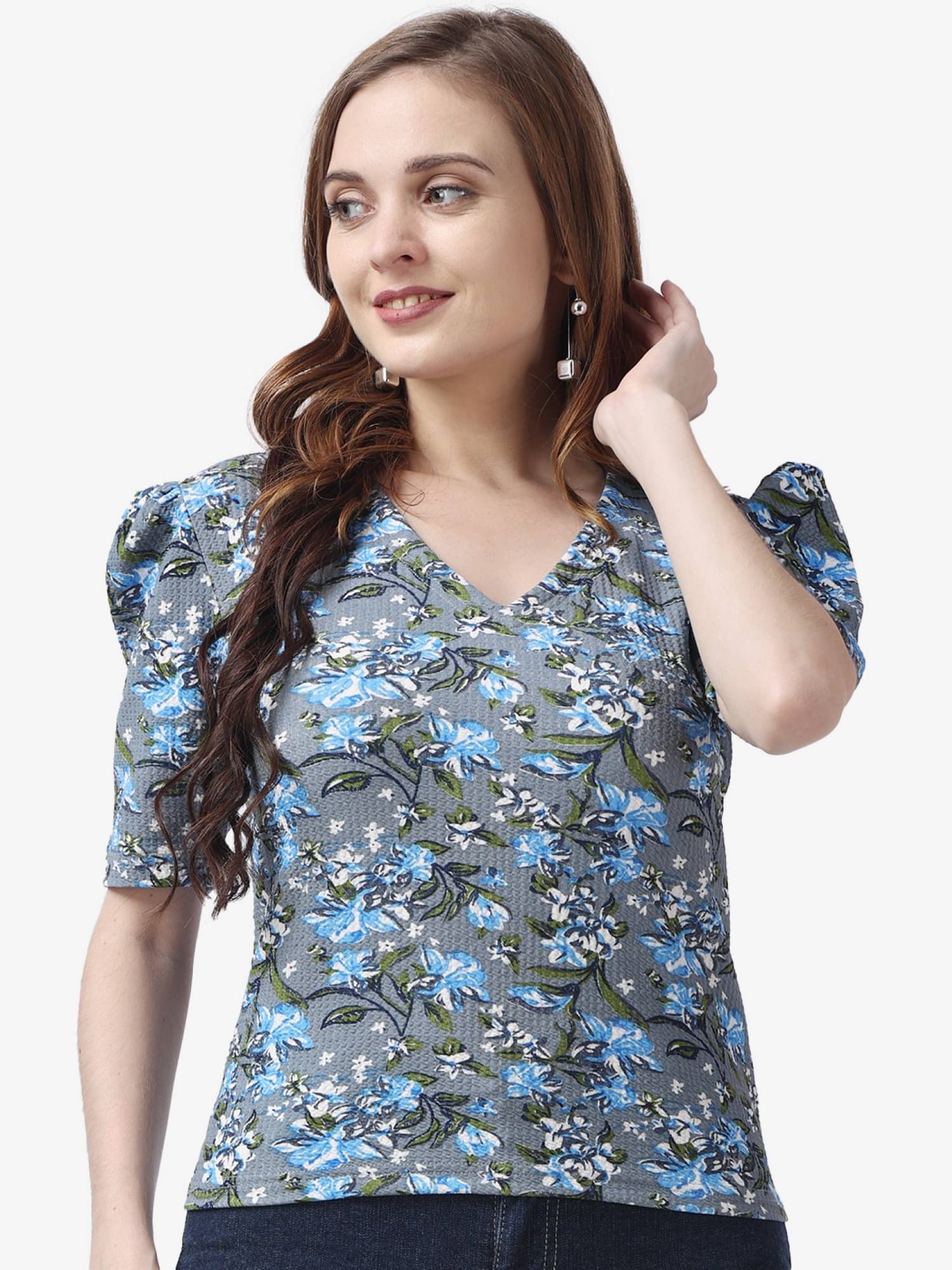     			POPWINGS Women's Polyester Regular Top ( Grey )