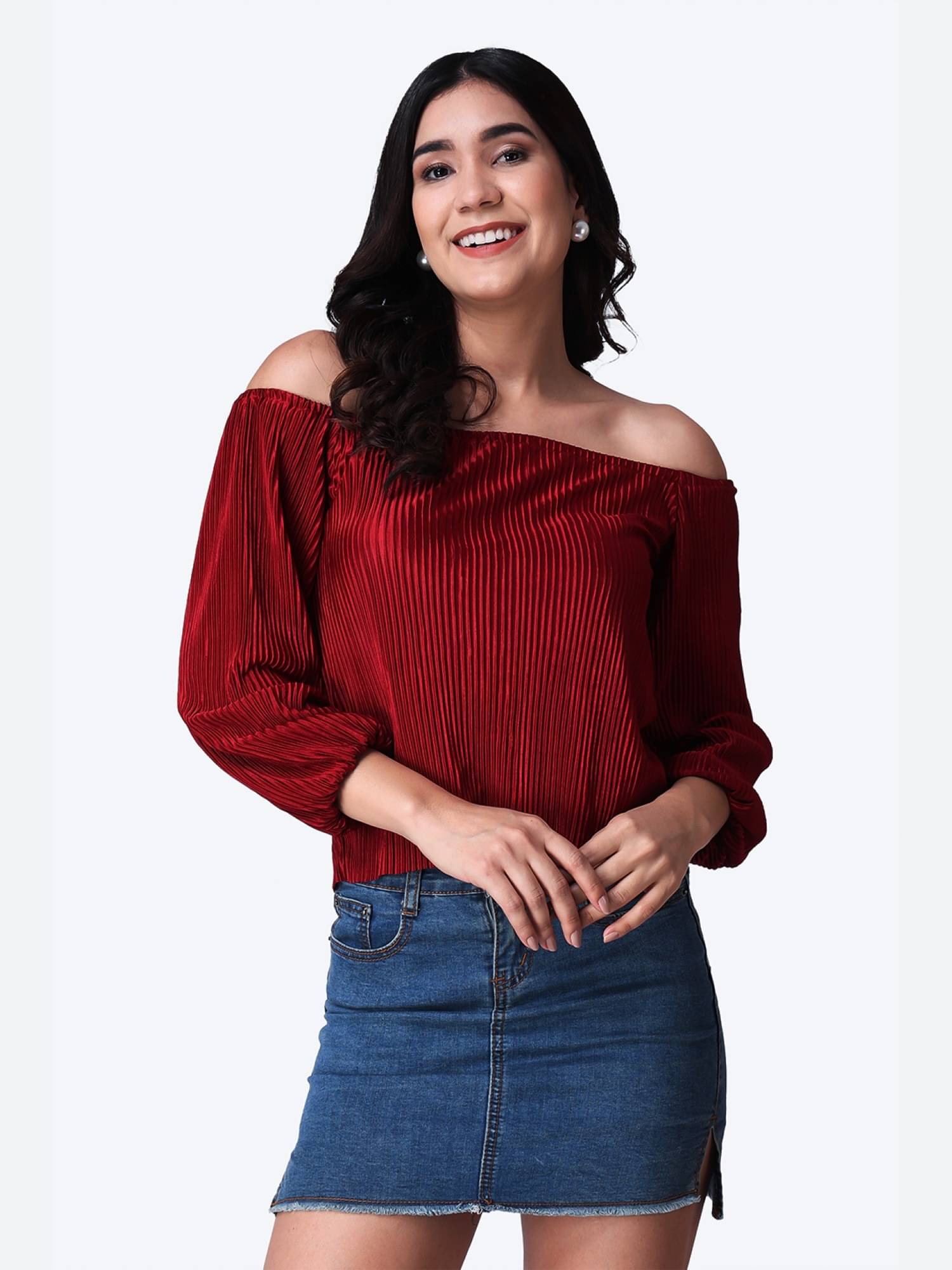     			POPWINGS Women's Polyester Regular Top ( Maroon )