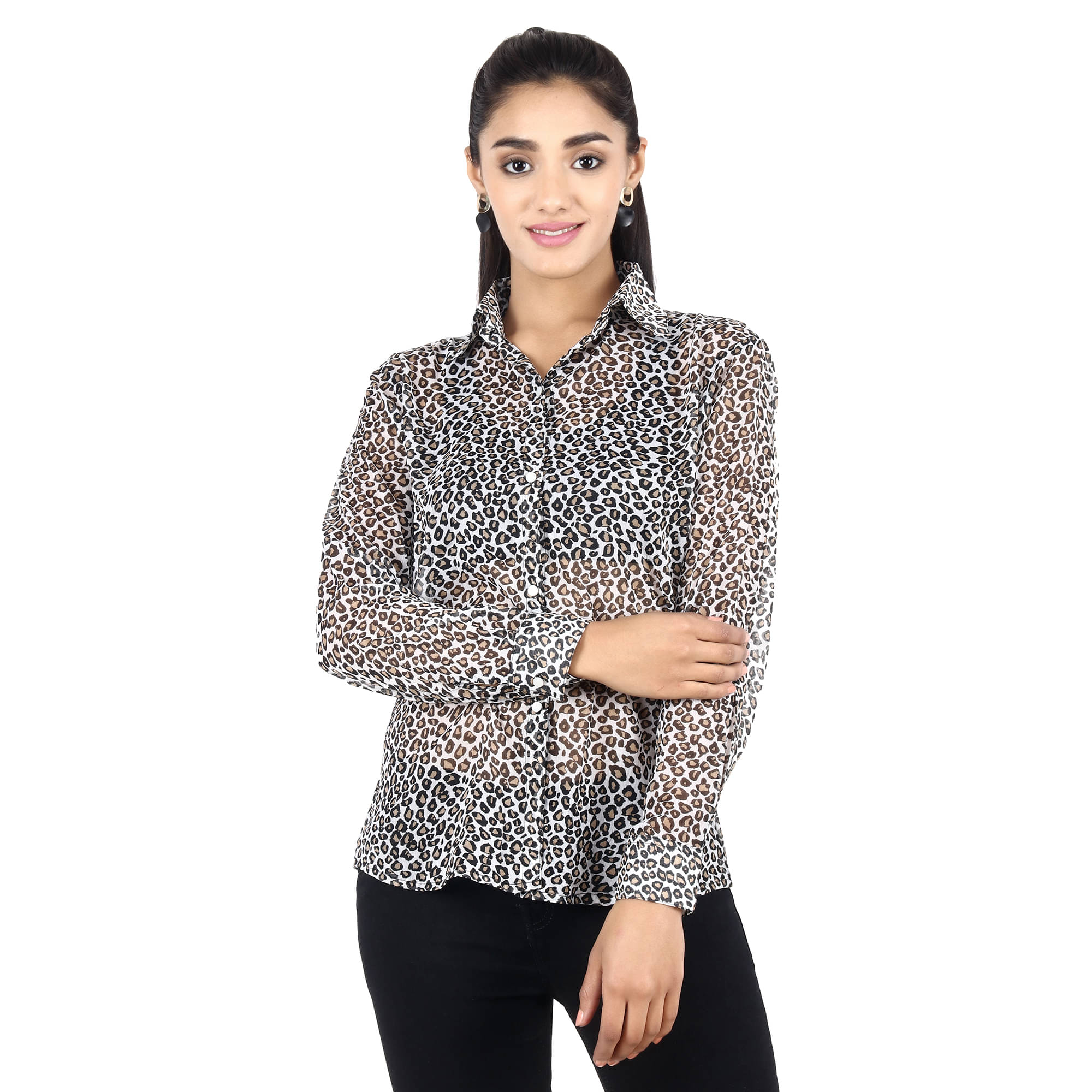     			POPWINGS Multicolor Chiffon Women's Shirt Style Top ( Pack of 1 )
