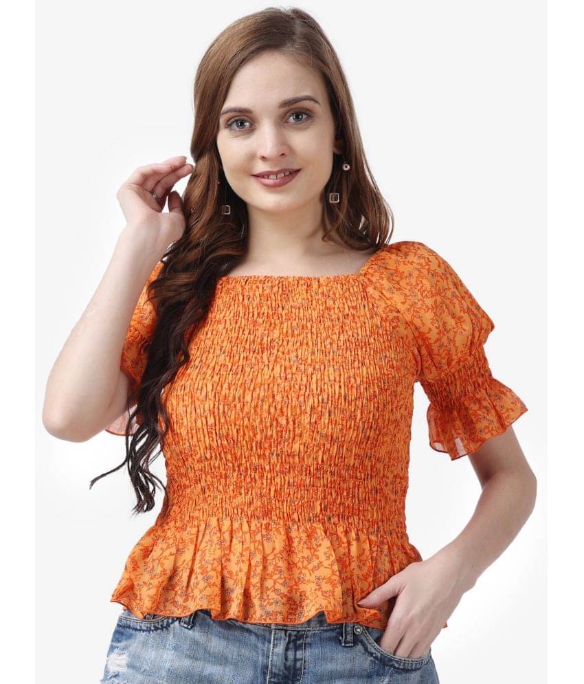 POPWINGS Women's Polyester Regular Top ( Orange ) POPWINGS Women's Polyester Regular Top ( Orange )