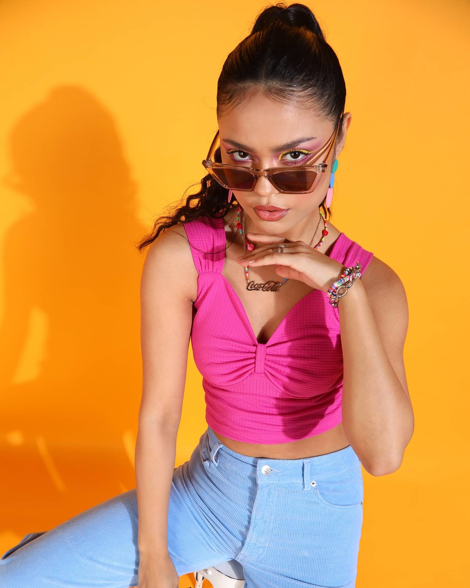     			POPWINGS Women's Polyester Crop Top ( Pink )