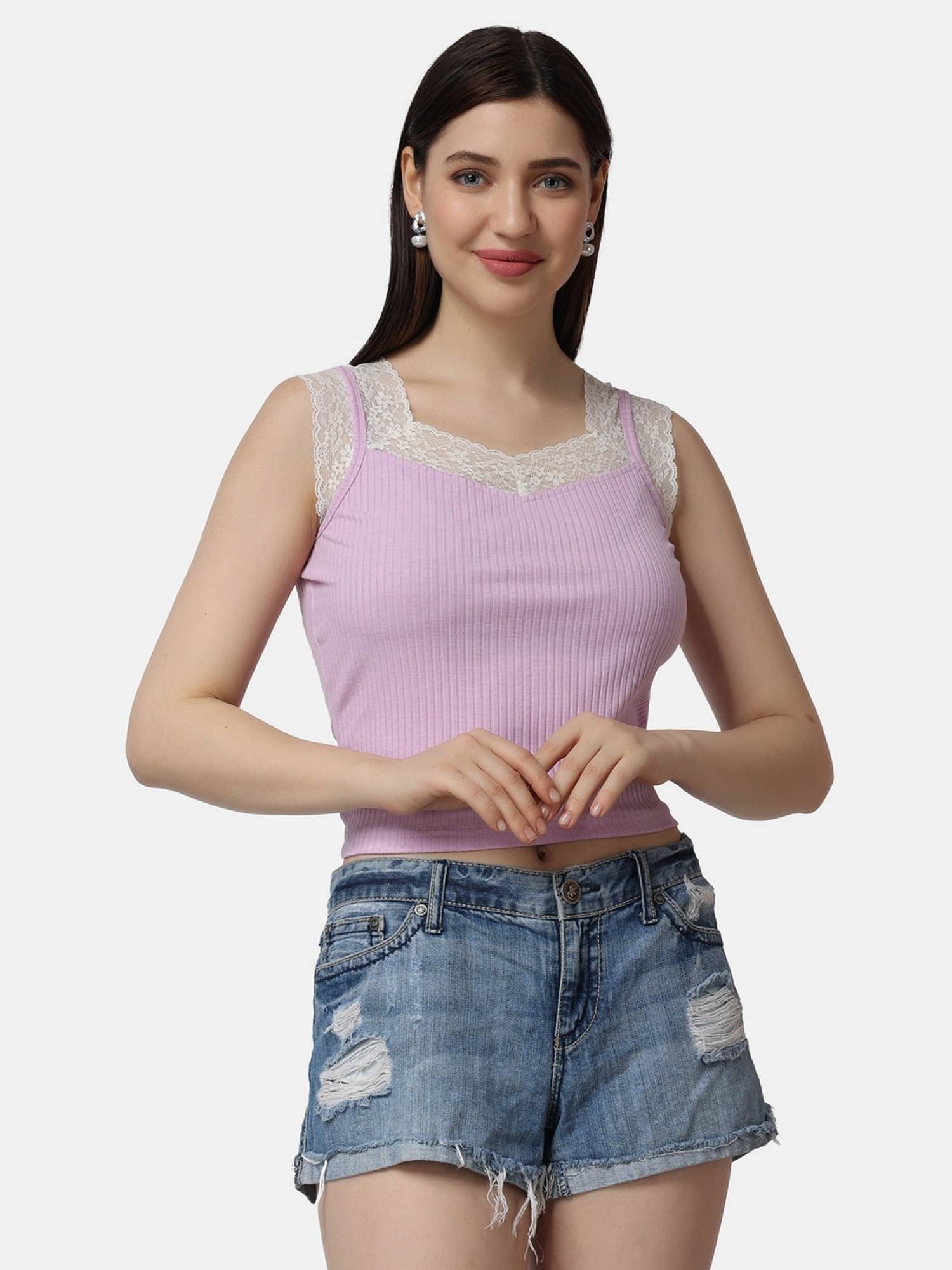     			POPWINGS Women's Polyester Crop Top ( Purple )