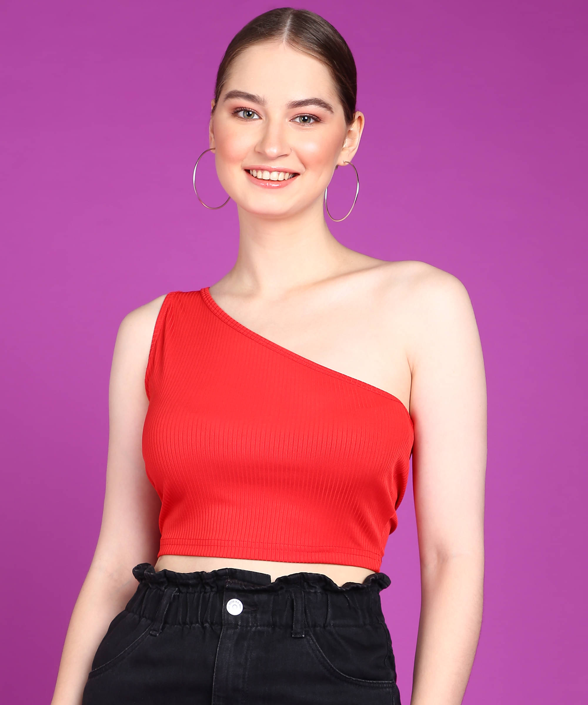POPWINGS Women's Polyester Crop Top ( Red ) POPWINGS Women's Polyester Crop Top ( Red )