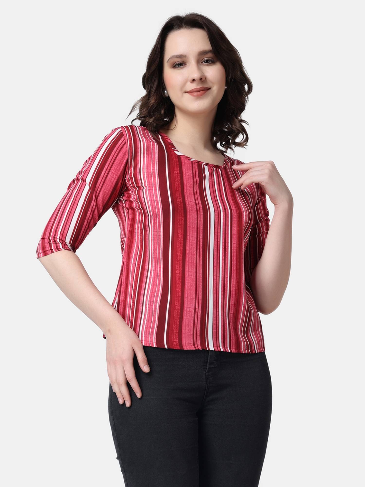POPWINGS Red Polyester Women's Regular Top ( Pack of 1 )     			POPWINGS Red Polyester Women's Regular Top ( Pack of 1 )