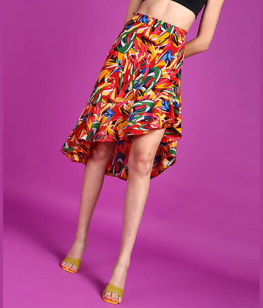 POPWINGS Red Polyester Women's A-Line Skirt ( Pack of 1 )