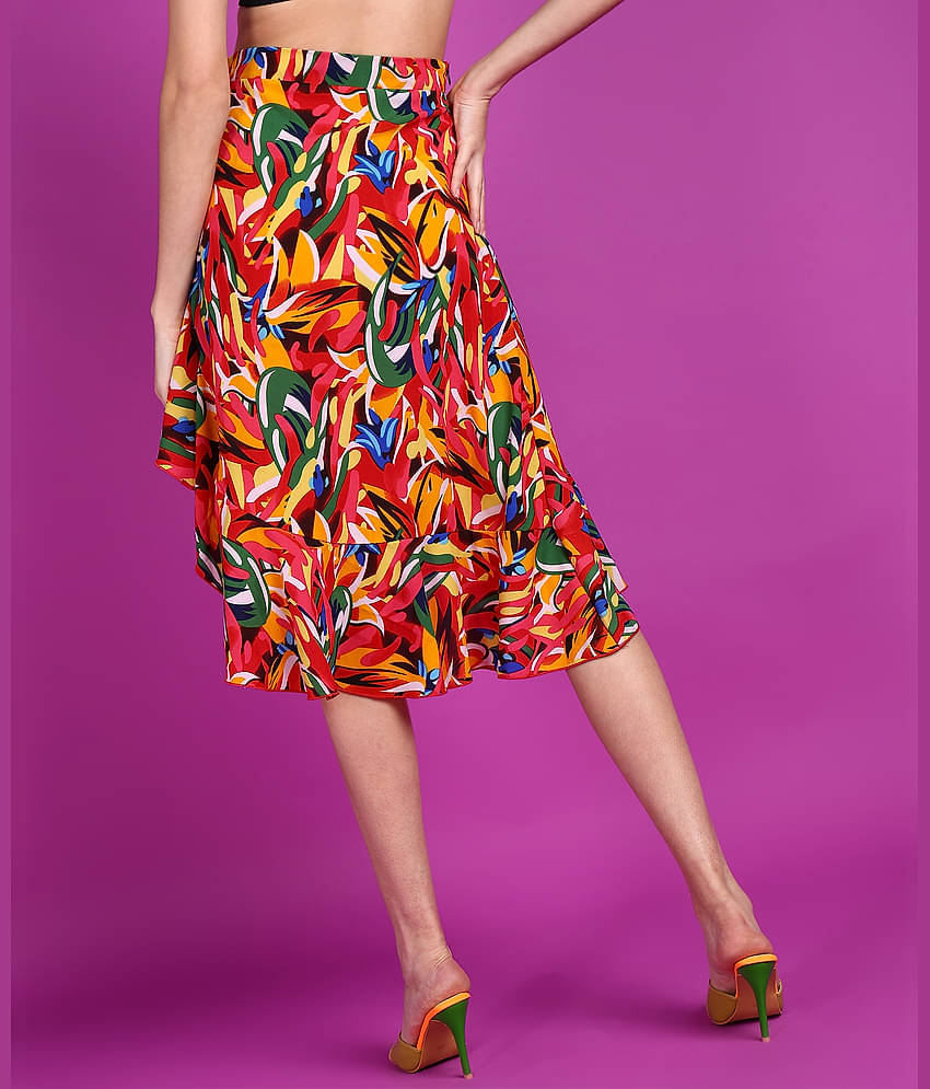 POPWINGS Red Polyester Women's A-Line Skirt ( Pack of 1 )