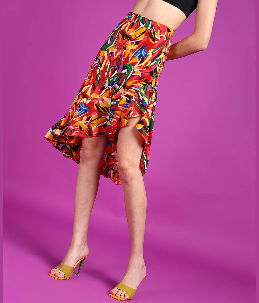 POPWINGS Red Polyester Women's A-Line Skirt ( Pack of 1 )