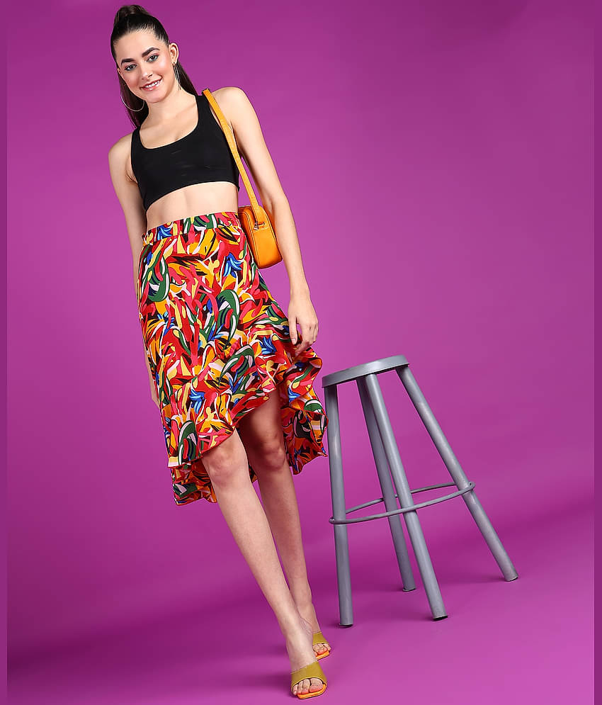 POPWINGS Red Polyester Women's A-Line Skirt ( Pack of 1 )