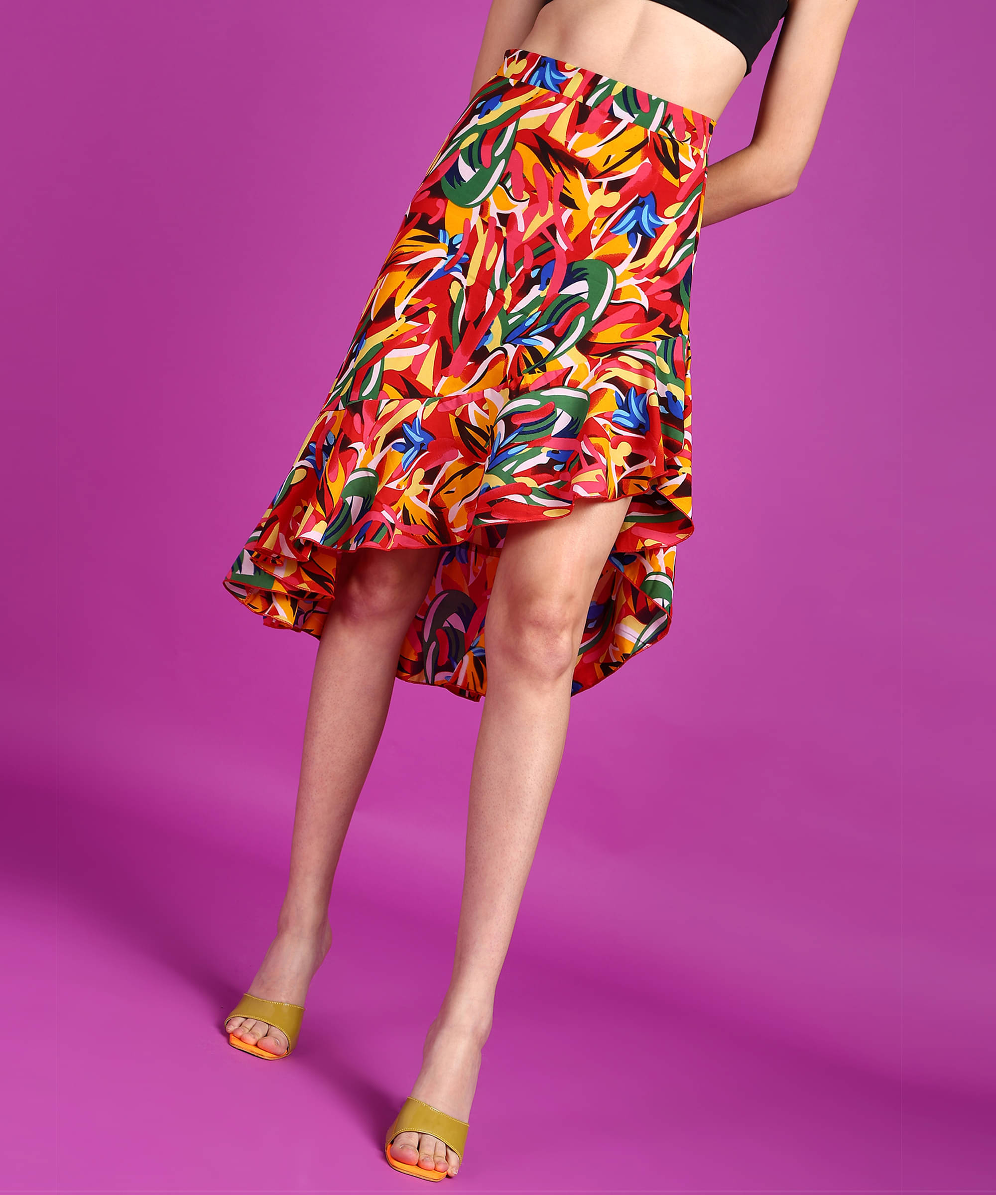     			POPWINGS Red Polyester Women's A-Line Skirt ( Pack of 1 )