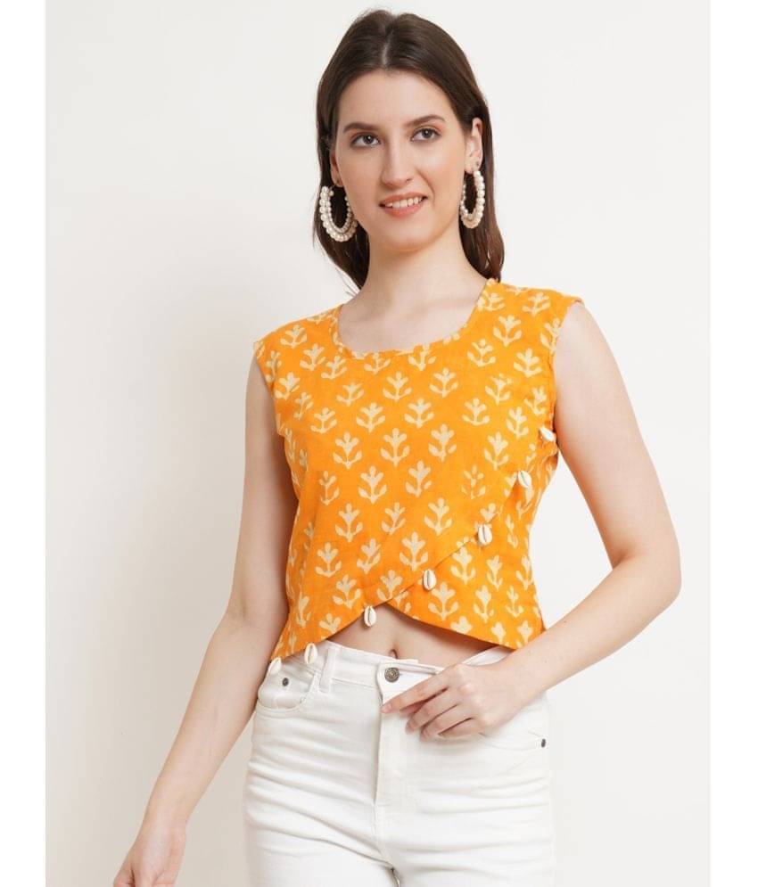     			POPWINGS Yellow Cotton Women's Regular Top ( Pack of 1 )