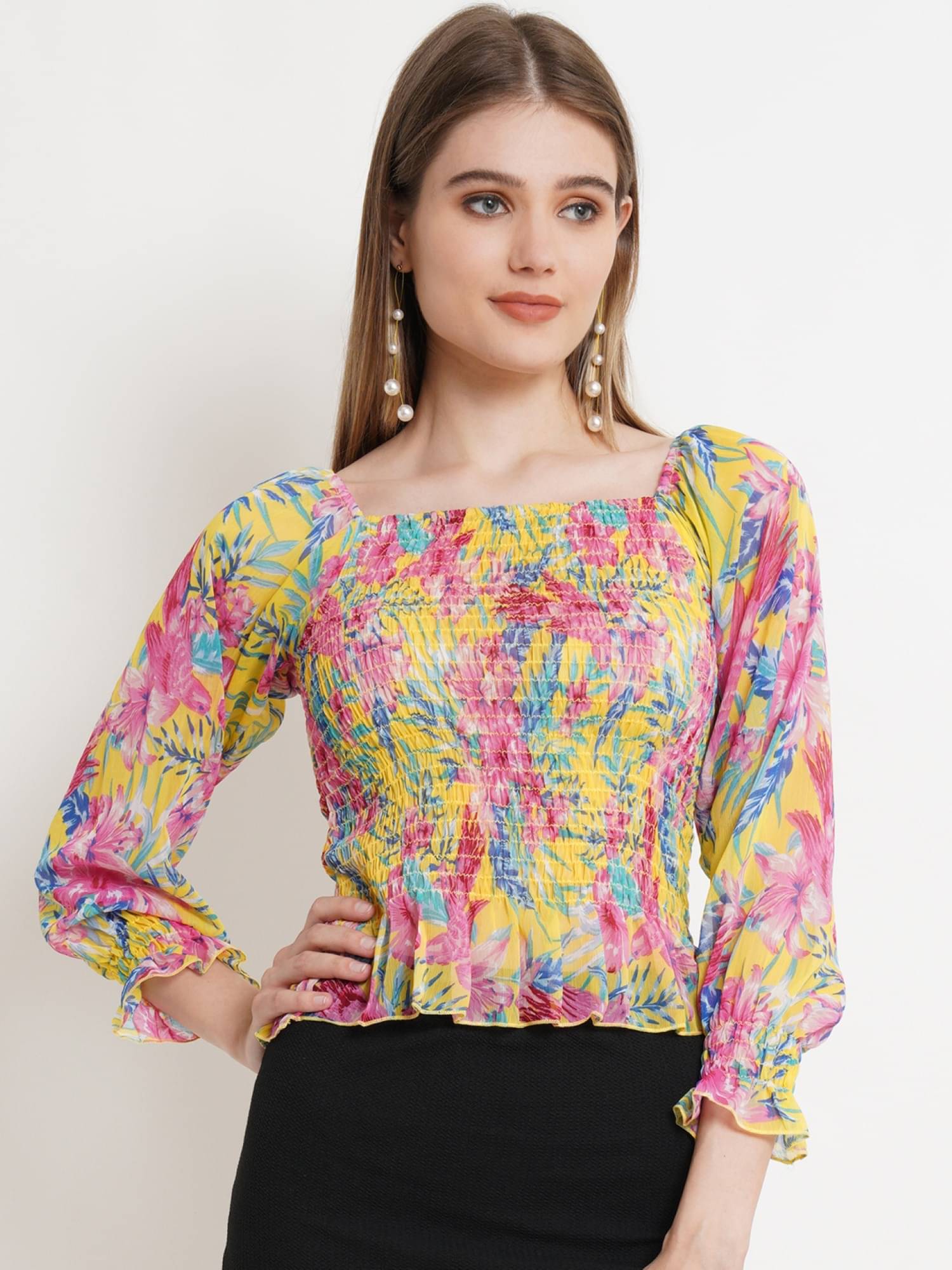 POPWINGS Women's Polyester Regular Top ( Yellow ) POPWINGS Women's Polyester Regular Top ( Yellow )