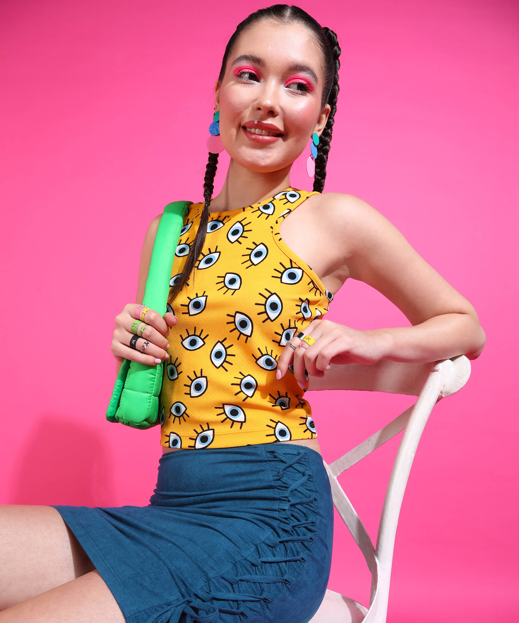     			POPWINGS Women's Polyester Crop Top ( Yellow )