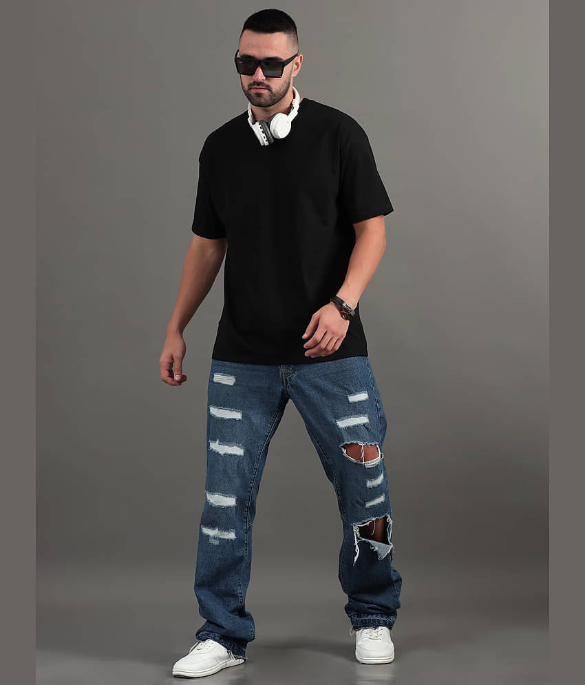 Paul Street Pack of 1 100% Cotton Slim Fit Men's T-Shirt ( Black )