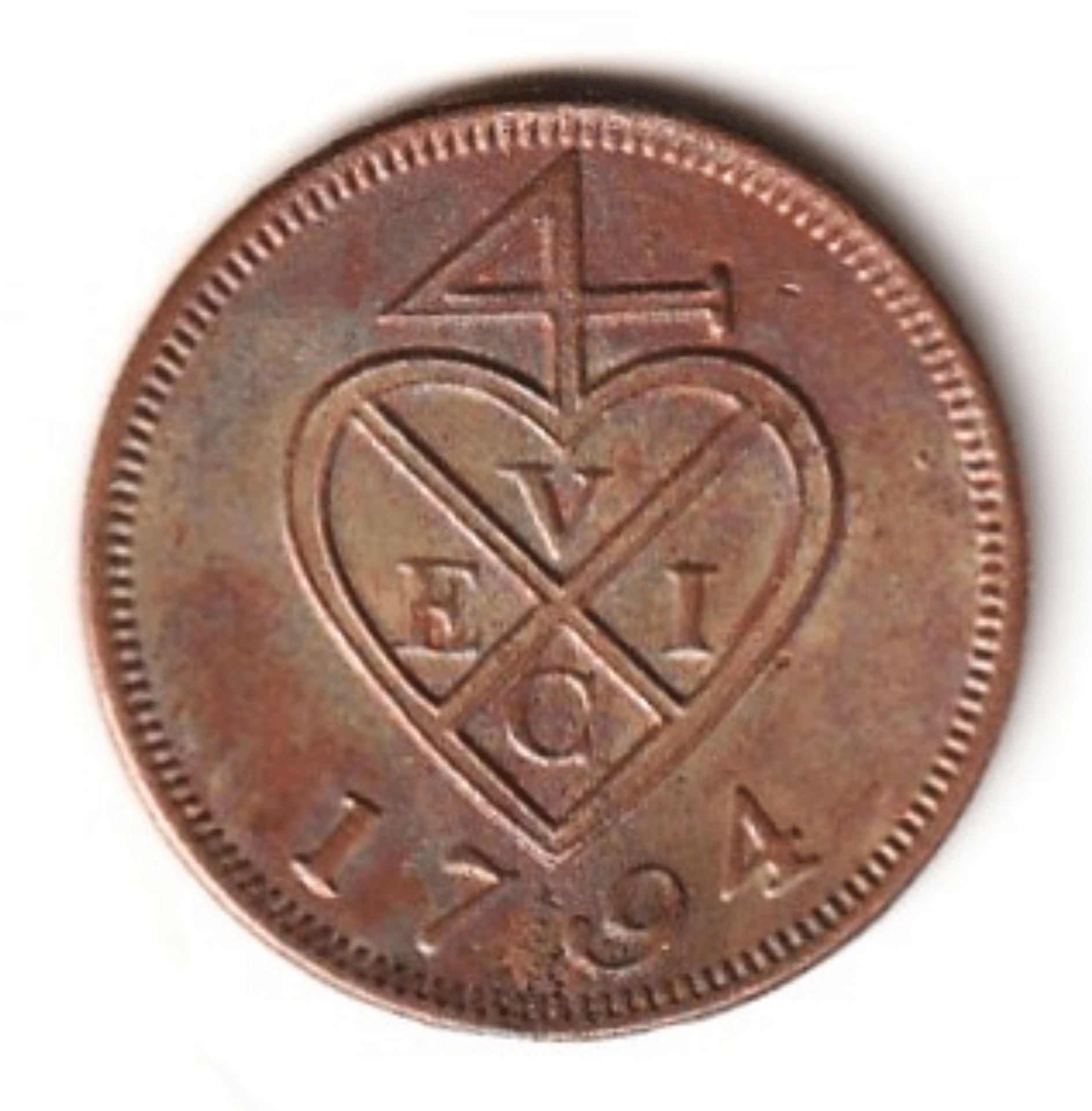     			Rare 2 Pice 1794 Bombay Presidency (British India) old Copper Coin
