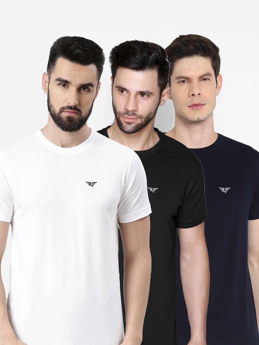 Riss Pack of 3 Cotton Blend Regular Fit Men's T-Shirt ( White ) Riss Pack of 3 Cotton Blend Regular Fit Men's T-Shirt ( White )