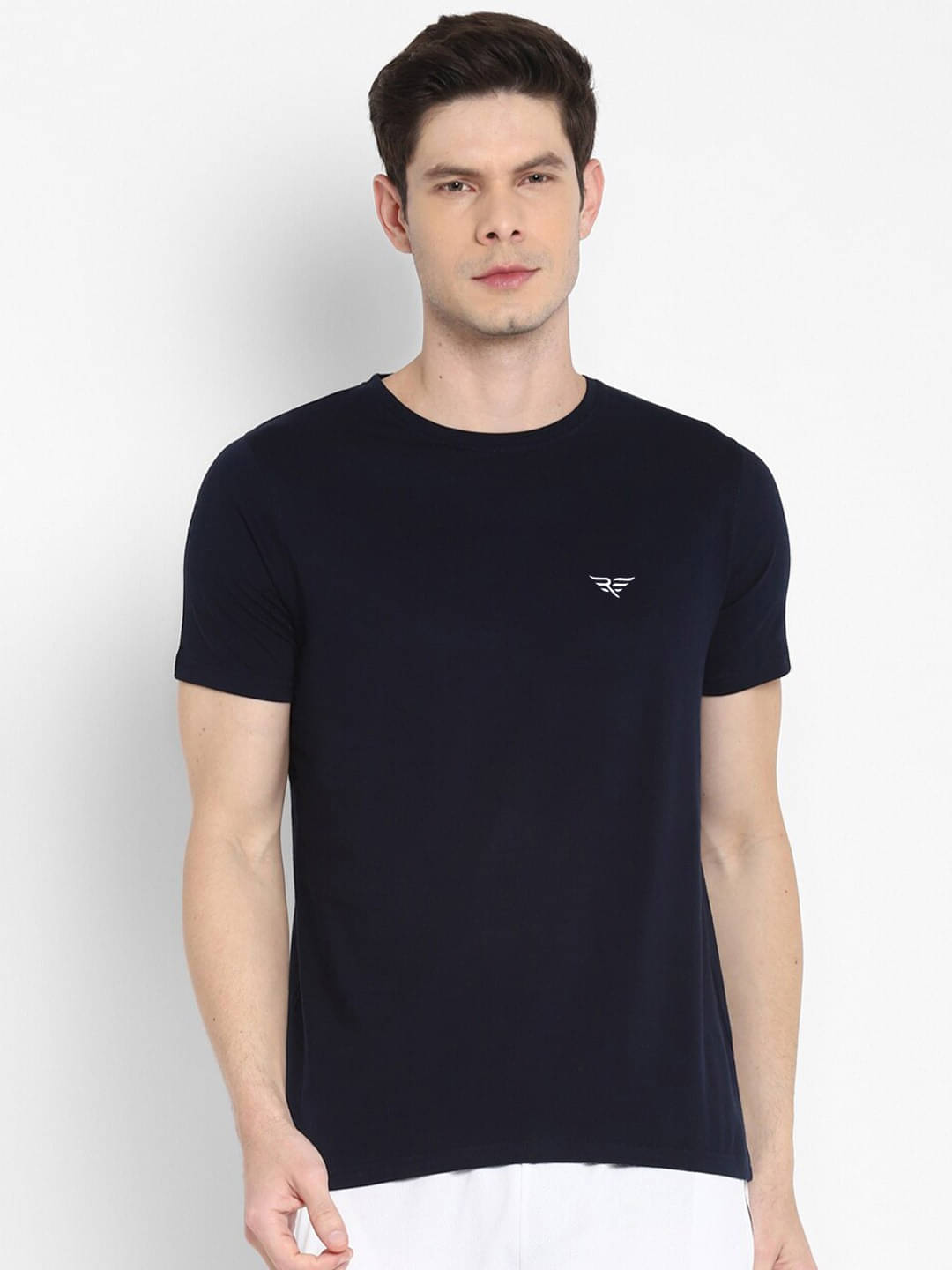 Riss Pack of 1 Cotton Blend Regular Fit Men's T-Shirt ( Navy )     			Riss Pack of 1 Cotton Blend Regular Fit Men's T-Shirt ( Navy )