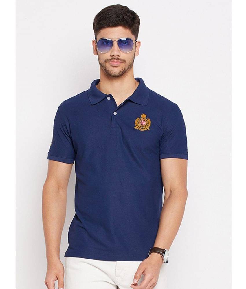     			Riss Pack of 1 Polyester Regular Fit Embroidered Half Sleeves Men's Polo T Shirt ( Navy )