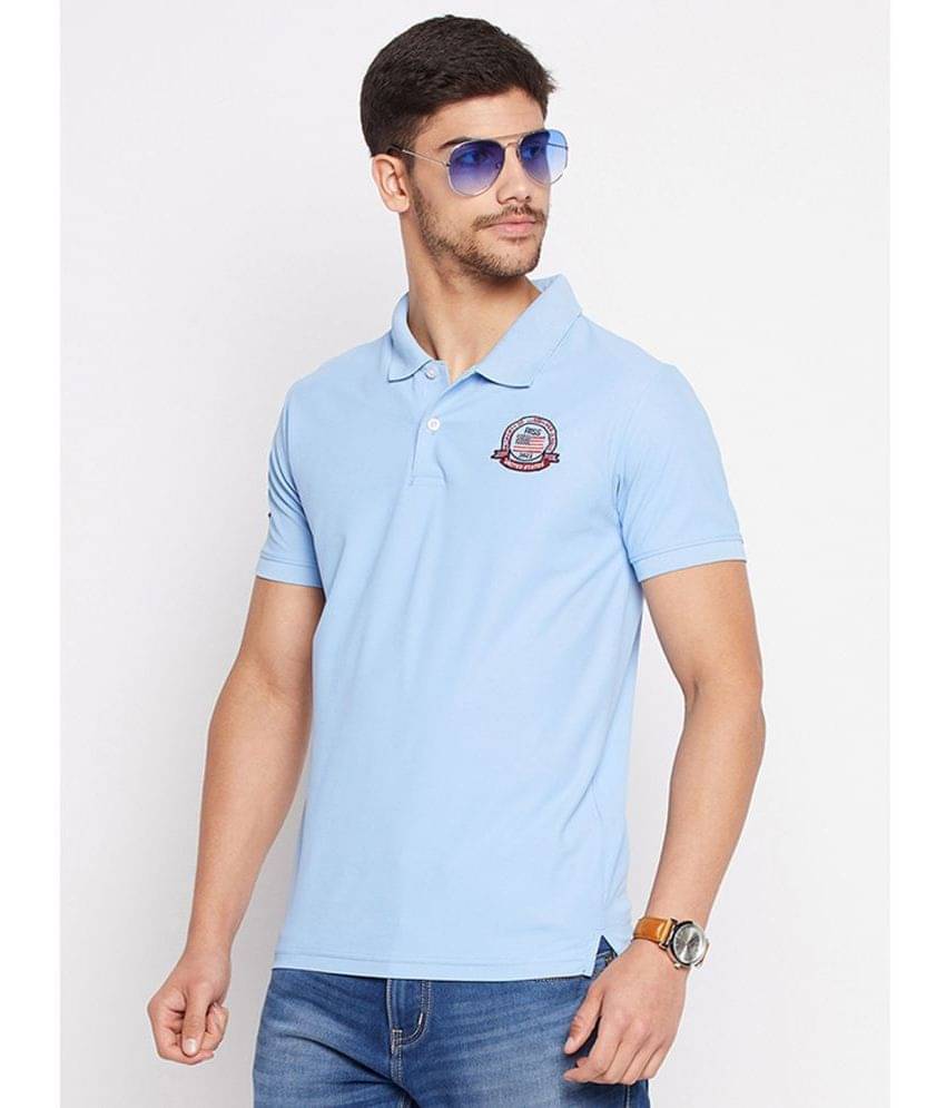     			Riss Pack of 1 Polyester Regular Fit Embroidered Half Sleeves Men's Polo T Shirt ( Sky Blue )