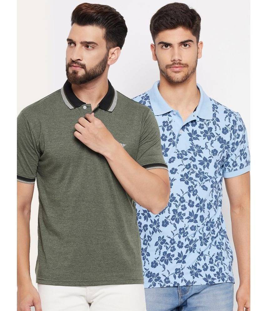     			Riss Pack of 2 Polyester Regular Fit Printed Half Sleeves Men's Polo T Shirt ( Olive Green )